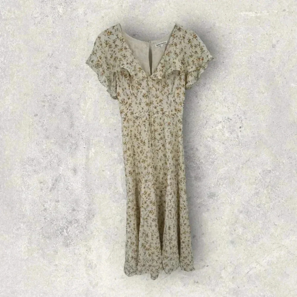 New Reformation Bronwen Capelet Midi Dress in Adagio Ditzy Floral Size 8 B1918 - Picture 5 of 8